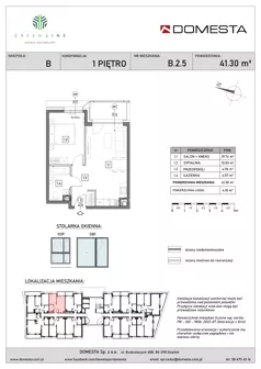 2 pokoje, mieszkanie 41,30 m², piętro 1, oferta nr B.2.5, GreenLine, Gdańsk, Piecki-Migowo, Matemblewo, ul. Rakoczego