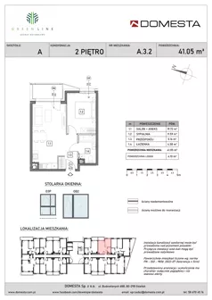 2 pokoje, mieszkanie 41,05 m², piętro 2, oferta nr A.3.2, GreenLine, Gdańsk, Piecki-Migowo, Matemblewo, ul. Rakoczego