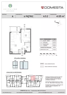 2 pokoje, mieszkanie 41,05 m², piętro 4, oferta nr A.5.2, GreenLine, Gdańsk, Piecki-Migowo, Matemblewo, ul. Rakoczego