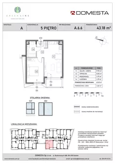2 pokoje, mieszkanie 43,18 m², piętro 5, oferta nr A.6.6, GreenLine, Gdańsk, Piecki-Migowo, Matemblewo, ul. Rakoczego