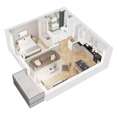 2 pokoje, mieszkanie 45,50 m², piętro 3, oferta nr 9.A.21, Nowe Południe - budynek 9 , Gdańsk, Orunia Górna-Gdańsk Południe, Maćkowy, ul. Starogrodzka / Borkowska