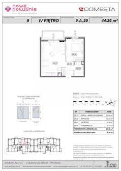 2 pokoje, mieszkanie 44,26 m², piętro 4, oferta nr 9.A.29, Nowe Południe - budynek 9 , Gdańsk, Orunia Górna-Gdańsk Południe, Maćkowy, ul. Starogrodzka / Borkowska