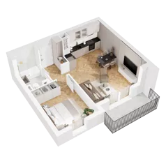 2 pokoje, mieszkanie 44,26 m², piętro 4, oferta nr 9.A.29, Nowe Południe - budynek 9 , Gdańsk, Orunia Górna-Gdańsk Południe, Maćkowy, ul. Starogrodzka / Borkowska