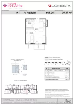 2 pokoje, mieszkanie 36,27 m², piętro 4, oferta nr 9.B.26, Nowe Południe - budynek 9 , Gdańsk, Orunia Górna-Gdańsk Południe, Maćkowy, ul. Starogrodzka / Borkowska