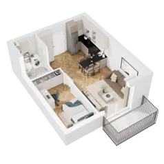 2 pokoje, mieszkanie 36,27 m², piętro 4, oferta nr 9.B.26, Nowe Południe - budynek 9 , Gdańsk, Orunia Górna-Gdańsk Południe, Maćkowy, ul. Starogrodzka / Borkowska