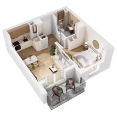 2 pokoje, mieszkanie 38,76 m², piętro 1, oferta nr 8.A.08, Nowe Południe - budynek 8, Gdańsk, Orunia Górna-Gdańsk Południe, Maćkowy, ul. Starogrodzka / Borkowska