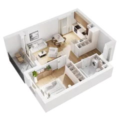 2 pokoje, mieszkanie 49,01 m², piętro 2, oferta nr 8.A.14, Nowe Południe - budynek 8, Gdańsk, Orunia Górna-Gdańsk Południe, Maćkowy, ul. Starogrodzka / Borkowska