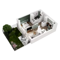 2 pokoje, mieszkanie 38,89 m², piętro 1, oferta nr 10.B.07, Nowe Południe - budynek 10, Gdańsk, Orunia Górna-Gdańsk Południe, Maćkowy, ul. Starogrodzka / Borkowska