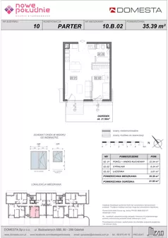 2 pokoje, mieszkanie 35,39 m², parter, oferta nr 10.B.02, Nowe Południe - budynek 10, Gdańsk, Orunia Górna-Gdańsk Południe, Maćkowy, ul. Starogrodzka / Borkowska