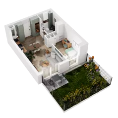 2 pokoje, mieszkanie 35,39 m², parter, oferta nr 10.B.02, Nowe Południe - budynek 10, Gdańsk, Orunia Górna-Gdańsk Południe, Maćkowy, ul. Starogrodzka / Borkowska