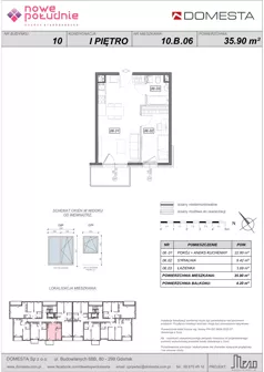 2 pokoje, mieszkanie 35,90 m², piętro 1, oferta nr 10.B.06, Nowe Południe - budynek 10, Gdańsk, Orunia Górna-Gdańsk Południe, Maćkowy, ul. Starogrodzka / Borkowska