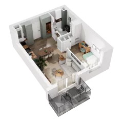 2 pokoje, mieszkanie 35,90 m², piętro 1, oferta nr 10.B.06, Nowe Południe - budynek 10, Gdańsk, Orunia Górna-Gdańsk Południe, Maćkowy, ul. Starogrodzka / Borkowska