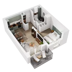 2 pokoje, mieszkanie 38,89 m², piętro 1, oferta nr 10.B.07, Nowe Południe - budynek 10, Gdańsk, Orunia Górna-Gdańsk Południe, Maćkowy, ul. Starogrodzka / Borkowska