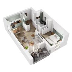 2 pokoje, mieszkanie 43,33 m², piętro 1, oferta nr 10.B.08, Nowe Południe - budynek 10, Gdańsk, Orunia Górna-Gdańsk Południe, Maćkowy, ul. Starogrodzka / Borkowska