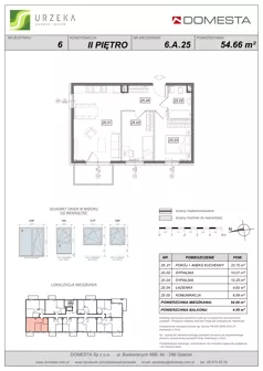 3 pokoje, mieszkanie 54,66 m², piętro 2, oferta nr 6.A.25, Urzeka - budynek 6 , Gdańsk, Jasień, ul. Guderskiego / Czermińskiego