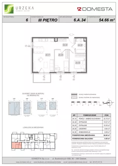 3 pokoje, mieszkanie 54,66 m², piętro 3, oferta nr 6.A.34, Urzeka - budynek 6 , Gdańsk, Jasień, ul. Guderskiego / Czermińskiego