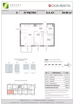 3 pokoje, mieszkanie 54,66 m², piętro 4, oferta nr 6.A.43, Urzeka - budynek 6 , Gdańsk, Jasień, ul. Guderskiego / Czermińskiego