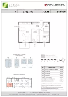 3 pokoje, mieszkanie 54,66 m², piętro 1, oferta nr 7.A.16, Urzeka - budynek 7, Gdańsk, Jasień, ul. Guderskiego / Czermińskiego
