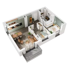 3 pokoje, mieszkanie 54,66 m², piętro 1, oferta nr 7.A.16, Urzeka - budynek 7, Gdańsk, Jasień, ul. Guderskiego / Czermińskiego