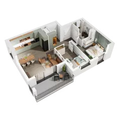 3 pokoje, mieszkanie 63,11 m², piętro 2, oferta nr 7.A.21, Urzeka - budynek 7, Gdańsk, Jasień, ul. Guderskiego / Czermińskiego