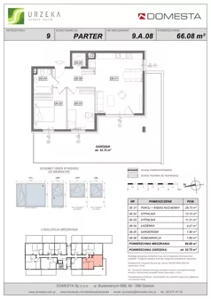 3 pokoje, mieszkanie 66,61 m², piętro 1, oferta nr 9.A.17, Urzeka - budynek 9, Gdańsk, Jasień, ul. Guderskiego / Czermińskiego