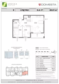 3 pokoje, mieszkanie 66,61 m², piętro 1, oferta nr 9.A.17, Urzeka - budynek 9, Gdańsk, Jasień, ul. Guderskiego / Czermińskiego