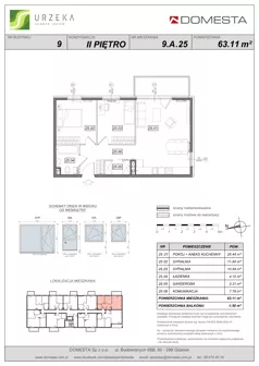 3 pokoje, mieszkanie 63,11 m², piętro 2, oferta nr 9.A.25, Urzeka - budynek 9, Gdańsk, Jasień, ul. Guderskiego / Czermińskiego