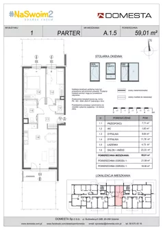 3 pokoje, mieszkanie 59,01 m², parter, oferta nr A.1.5, #NaSwoim2, Gdańsk, Chełm, ul. Ptasia 22