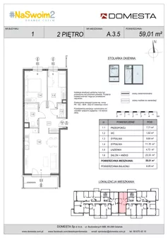 3 pokoje, mieszkanie 59,01 m², piętro 2, oferta nr A.3.5, #NaSwoim2, Gdańsk, Chełm, ul. Ptasia 22