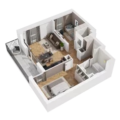 3 pokoje, mieszkanie 56,59 m², piętro 1, oferta nr C1.06, Awionika, Gdańsk, Matarnia, ul. Radiowa