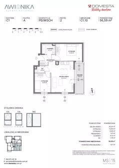 3 pokoje, mieszkanie 56,59 m², piętro 2, oferta nr C1.10, Awionika, Gdańsk, Matarnia, ul. Radiowa