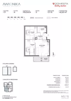 3 pokoje, mieszkanie 42,63 m², piętro 3, oferta nr C1.15, Awionika, Gdańsk, Matarnia, ul. Radiowa