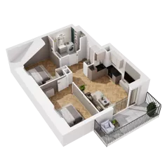3 pokoje, mieszkanie 42,63 m², piętro 3, oferta nr C1.15, Awionika, Gdańsk, Matarnia, ul. Radiowa