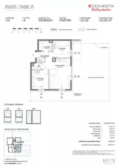 3 pokoje, mieszkanie 52,02 m², parter, oferta nr C2.02, Awionika, Gdańsk, Matarnia, ul. Radiowa