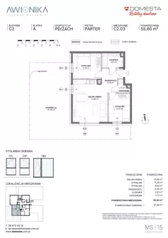 3 pokoje, mieszkanie 55,60 m², piętro 1, oferta nr C2.07, Awionika, Gdańsk, Matarnia, ul. Radiowa