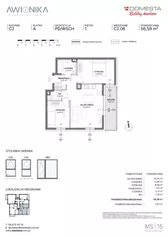 3 pokoje, mieszkanie 56,59 m², piętro 1, oferta nr C2.06, Awionika, Gdańsk, Matarnia, ul. Radiowa