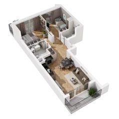 3 pokoje, mieszkanie 60,75 m², piętro 1, oferta nr B1.A.05, Awionika, Gdańsk, Matarnia, ul. Radiowa