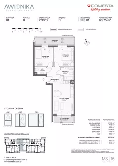 3 pokoje, mieszkanie 60,75 m², piętro 1, oferta nr B1.B.01, Awionika, Gdańsk, Matarnia, ul. Radiowa