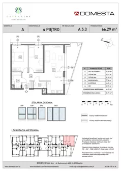 3 pokoje, mieszkanie 66,29 m², piętro 4, oferta nr A.5.3, GreenLine, Gdańsk, Piecki-Migowo, Matemblewo, ul. Rakoczego