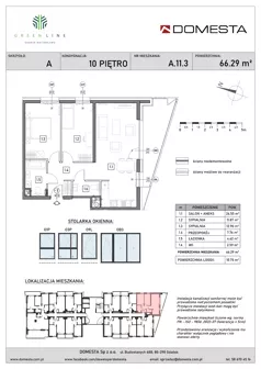 3 pokoje, mieszkanie 66,29 m², piętro 10, oferta nr A.11.3, GreenLine, Gdańsk, Piecki-Migowo, Matemblewo, ul. Rakoczego