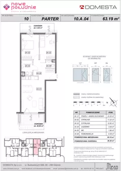 3 pokoje, mieszkanie 63,19 m², parter, oferta nr 10.A.04, Nowe Południe - budynek 10, Gdańsk, Orunia Górna-Gdańsk Południe, Maćkowy, ul. Starogrodzka / Borkowska
