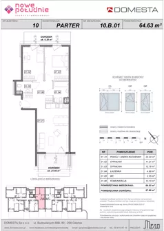 3 pokoje, mieszkanie 63,81 m², piętro 1, oferta nr 10.A.08, Nowe Południe - budynek 10, Gdańsk, Orunia Górna-Gdańsk Południe, Maćkowy, ul. Starogrodzka / Borkowska