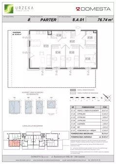 4 pokoje, mieszkanie 76,74 m², parter, oferta nr 8.A.01, Urzeka - budynek 8, Gdańsk, Jasień, ul. Guderskiego / Czermińskiego