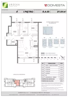 4 pokoje, mieszkanie 81,64 m², piętro 1, oferta nr 8.A.05, Urzeka - budynek 8, Gdańsk, Jasień, ul. Guderskiego / Czermińskiego