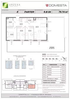 4 pokoje, mieszkanie 76,74 m², parter, oferta nr 8.B.04, Urzeka - budynek 8, Gdańsk, Jasień, ul. Guderskiego / Czermińskiego