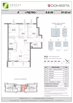 4 pokoje, mieszkanie 81,03 m², piętro 1, oferta nr 8.B.08, Urzeka - budynek 8, Gdańsk, Jasień, ul. Guderskiego / Czermińskiego