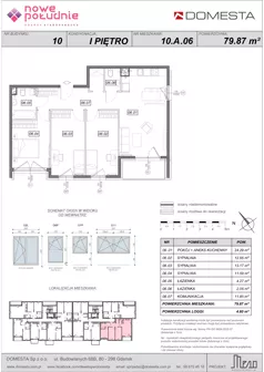 4 pokoje, mieszkanie 79,87 m², piętro 1, oferta nr 10.A.06, Nowe Południe - budynek 10, Gdańsk, Orunia Górna-Gdańsk Południe, Maćkowy, ul. Starogrodzka / Borkowska