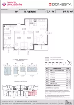 4 pokoje, mieszkanie 80,11 m², piętro 3, oferta nr 10.A.14, Nowe Południe - budynek 10, Gdańsk, Orunia Górna-Gdańsk Południe, Maćkowy, ul. Starogrodzka / Borkowska