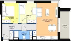 3 pokoje, apartament inwestycyjny 60,46 m², piętro 1, oferta nr A.2.2, Apartamenty Remedium, Gdańsk, Aniołki,  ul. Mariana Smoluchowskiego