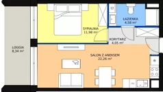 2 pokoje, apartament inwestycyjny 42,87 m², piętro 1, oferta nr A.2.5, Apartamenty Remedium, Gdańsk, Aniołki,  ul. Mariana Smoluchowskiego